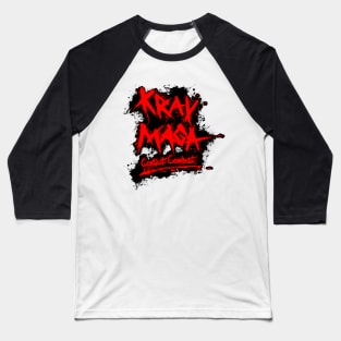 Krav Maga Contact Combat - Red on Black Baseball T-Shirt